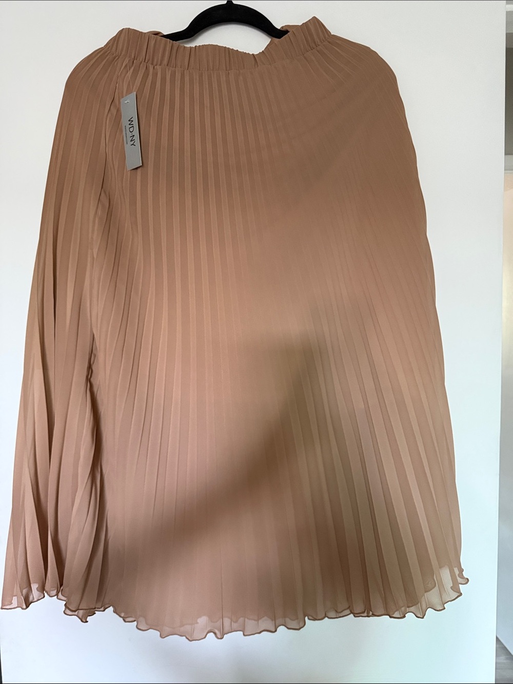 Pleated Midi Skirt in Nude Tan by